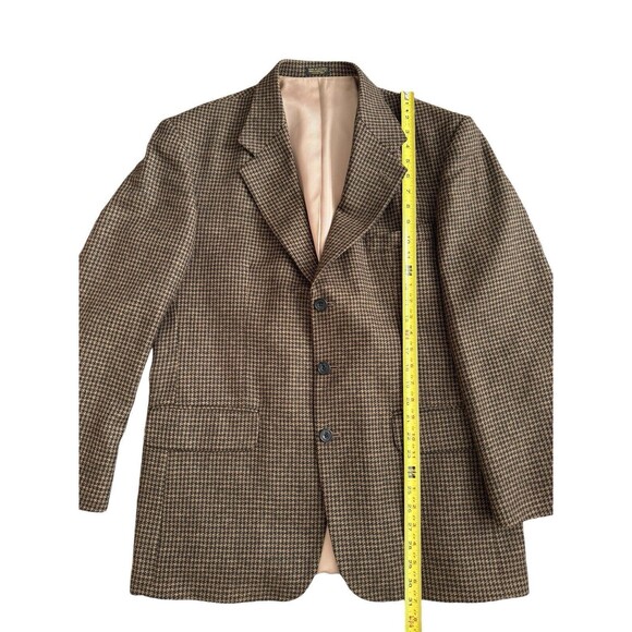 Oscar De La Renta 100%‎ Wool Tweed Blazer Jacket Brown Houndstooth Check 42R - Picture 7 of 8